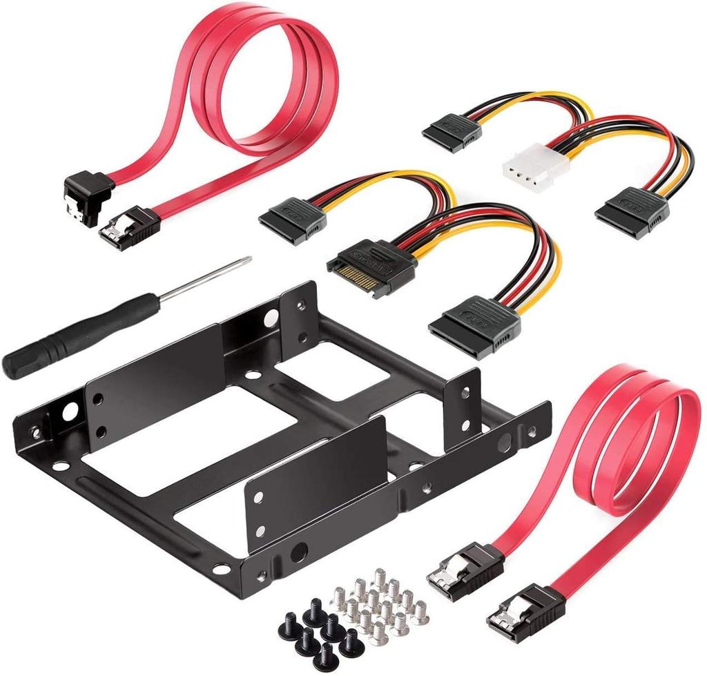 YFFSFDC Adapter To Internal HDD Expansion SSD Conversion Bracket Includes Installation 2x SATA Data and 2x Power Cables Connecting the Power Cord