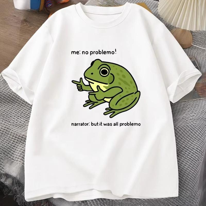 Funny Frog Me No Problemo Tshirt Graphic Tees Casual Round Neck Cotton Short Sleeve T-shirt Women Designer Clothing Streetwear