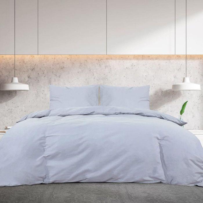 VidaXL Ensemble de housse de couette Gris 200x200 cm Coton136095