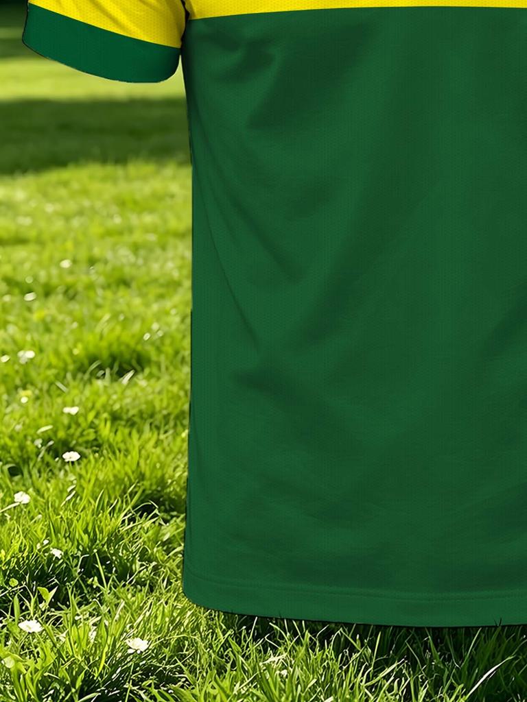 Men's Outdoor Polo Shirt, Available in Multiple Sizes, Features a Fun Yellow-green Colorblock Crocodile Print. Vibrant, Casual, Stylish, and