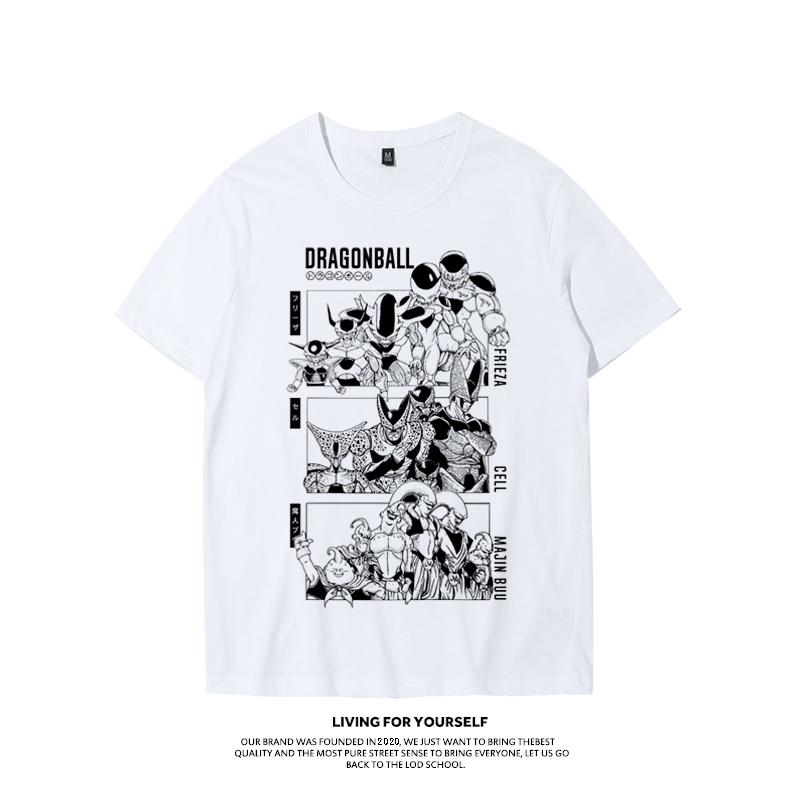 Dragon Ball Pochodne Animacji Goku Vegeta Buu Frieza Nadruk Krótki Rękaw Koszulka Męska i Damska Moda Luźny Bawełniany Top