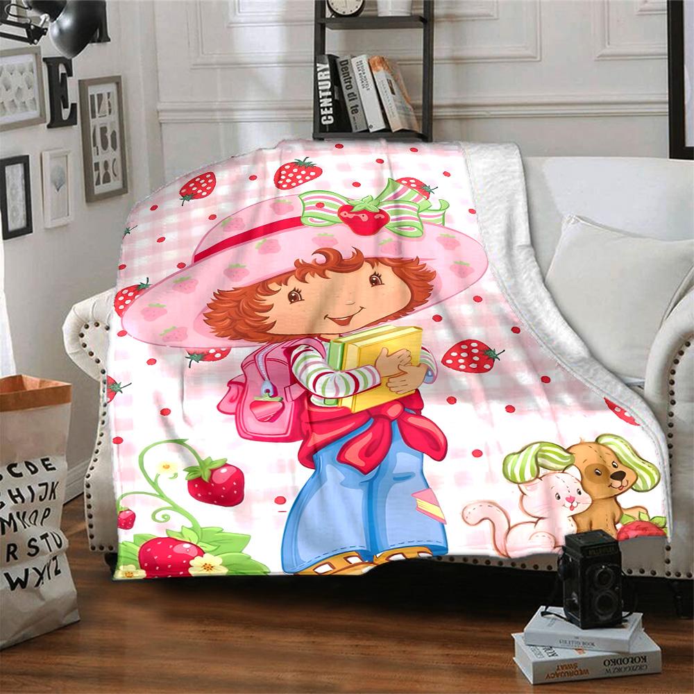 1pc Princess Strawberry1 Blanket, Gift, for Men and Women, Soft Blanket, Good for Sofa Bed Couch Travel, Lightweight Flannel Blanket