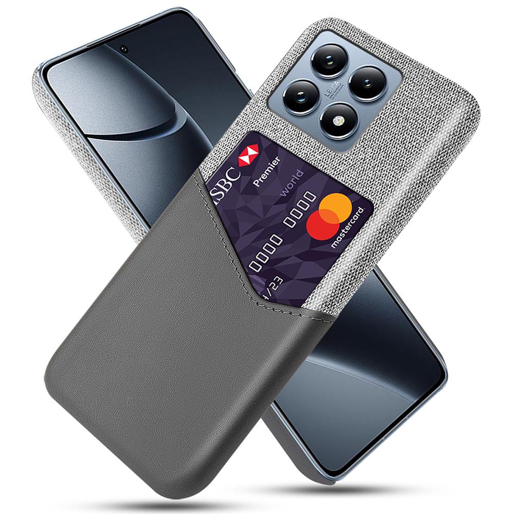 For Xiaomi 14T Pro Case PU Leather Card Slot Cloth Texture Hard PC Phone Cover
