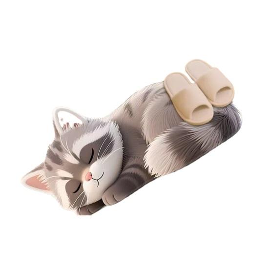 Floor Mat 3D Cartoon Cat Pattern Rug Non-Slip Backing Easy Maintenance Living Room Rug Multipurpose Home Decor