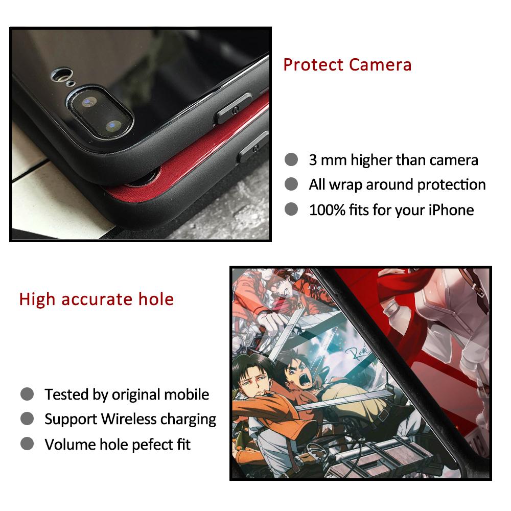 Attack On Titan Tempered Glass Fundas Cover Case For Iphone 11 12 13 14 Pro Max Mini 6 6s 7 8 14 Plus X Xr Xs Max Se2020