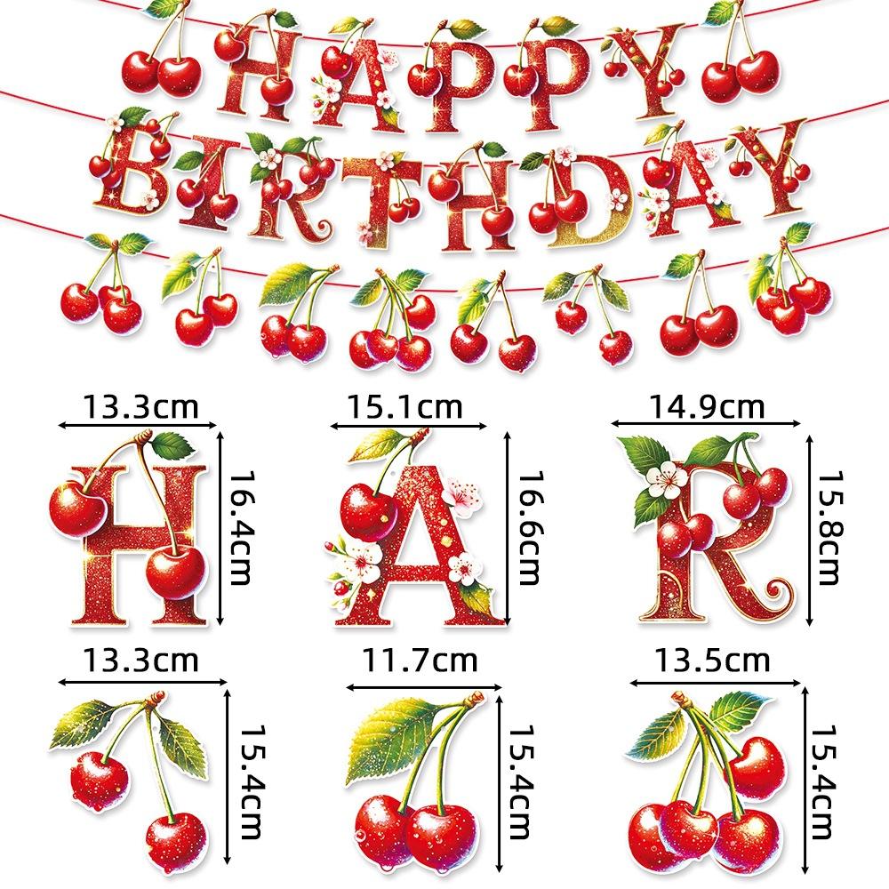 Flagi Dekoracyjne na Urodziny z Wiśniami Banery Wiśniowe Spiralne Zawieszki Dekoracje Urodzinowe i Rekwizyty do Aranżacji