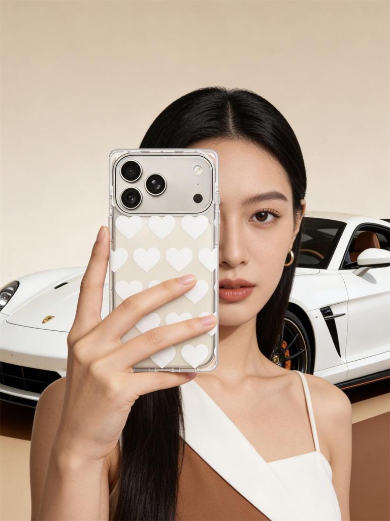 Heart Apple iPhone 15 Pro Max Transparent Square Anti-Fall Case