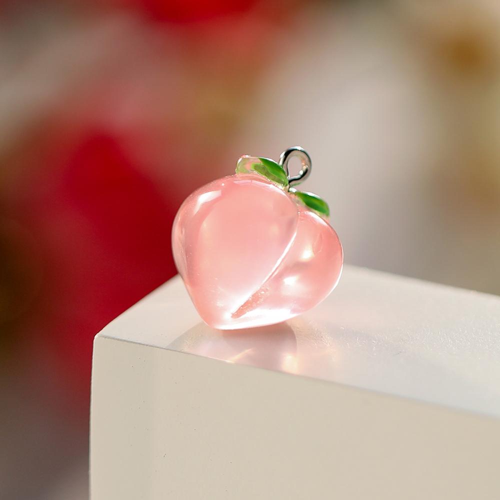 10pcs/Lot Transparent Peach Resin Charms Pendant for Jewelry Making Accessories DIY Earrings Necklace Keychain Decoration