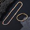 Kleeblatt Anhänger Halskette Armband Set Damen Goldfarben Cuban Chain Minimalist Layered Schmuck