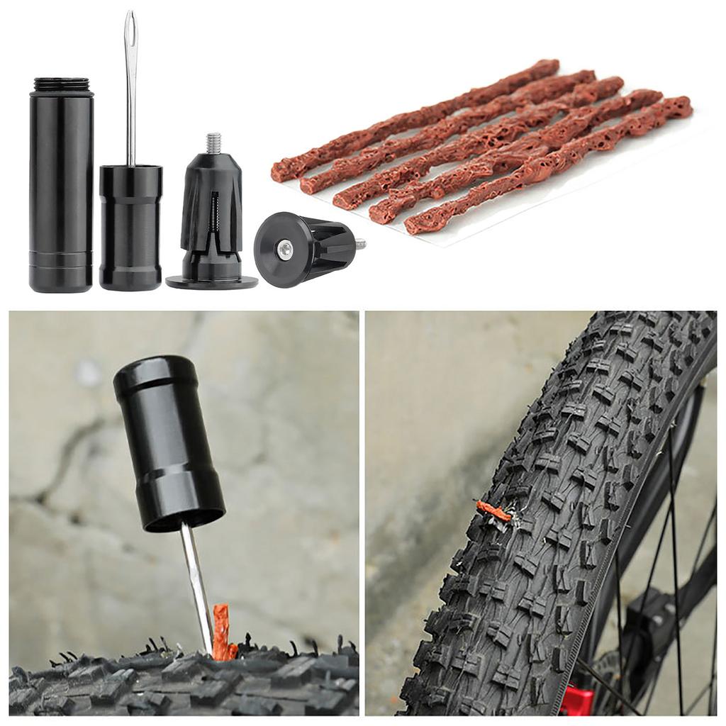 Bike Tubeless Tyre Repair Kits with Rubber Strips Bicycles Tire Maintenance Tool for Repair Tires Fix Flat Puncture