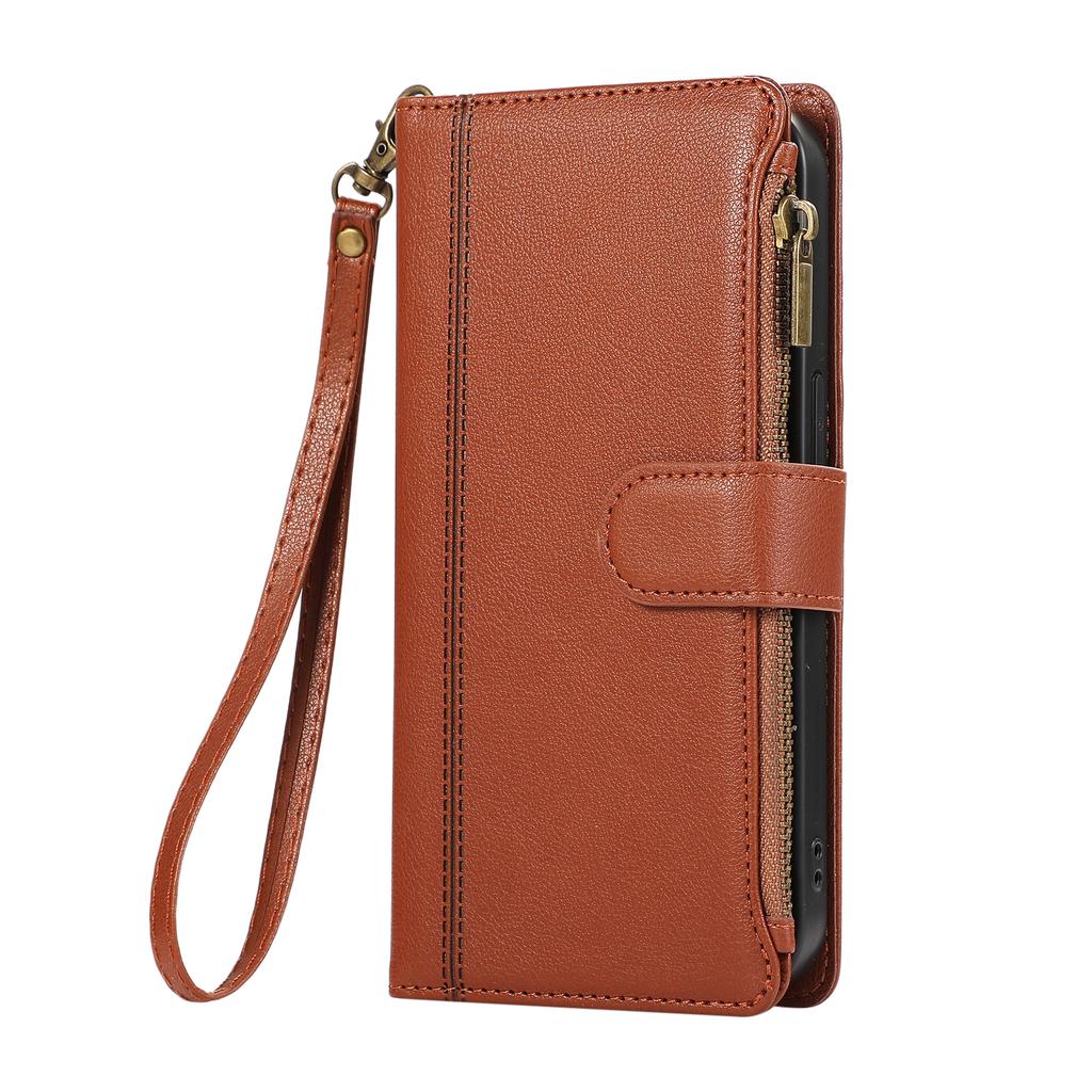 For Samsung Galaxy A16 4G/5G/A26 5G Case Multi Card Slots Zipper Leather Phone Cover with Shoulder Strap/Wrist Strap