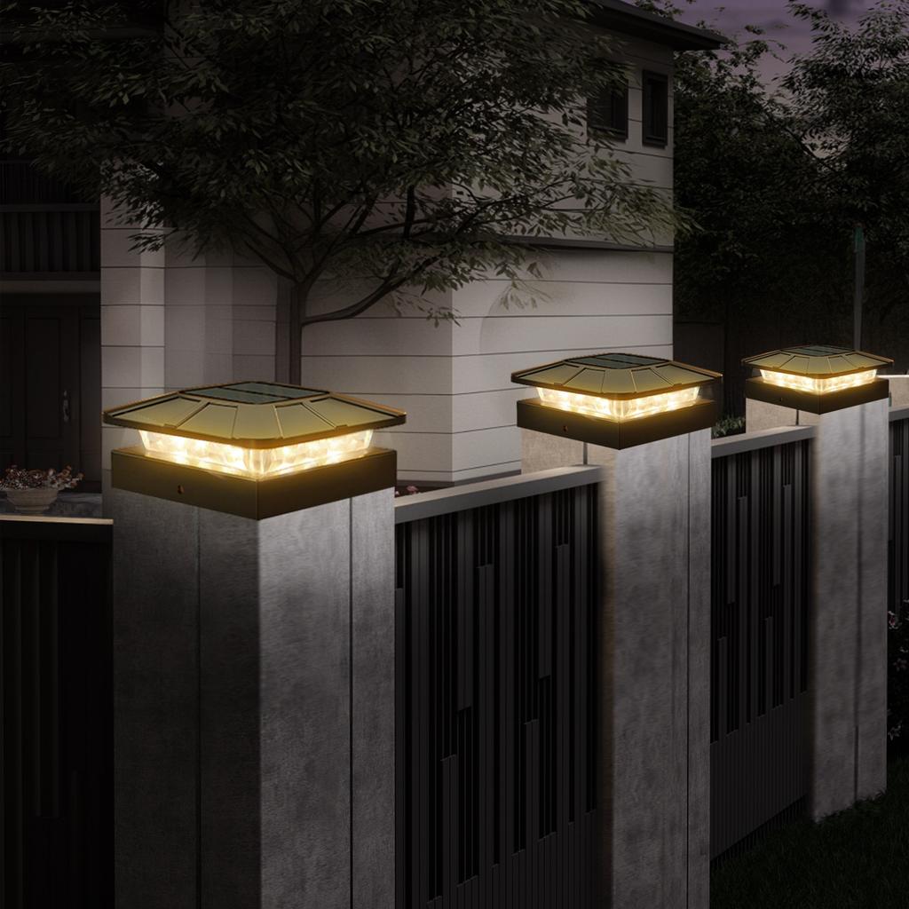 Outdoor Solar Post Cap Lights 3 Modes Fence Light Solar Powered Waterproof Gate Light For 4 Inch Wood Posts Yard Garden Outside