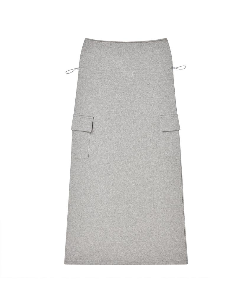 THE GREEN LAB Two-Way Zipper Cargo Long Skirt [Melange Grey]