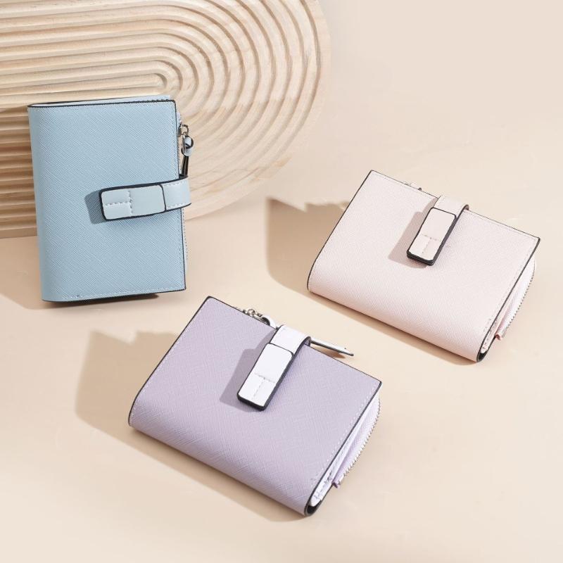 Leather Bifold Women Short Wallet Wallet Zipper Coin Purse Multi Card Holder Small Clutch Wallet Multi Card Holder Gift For Men