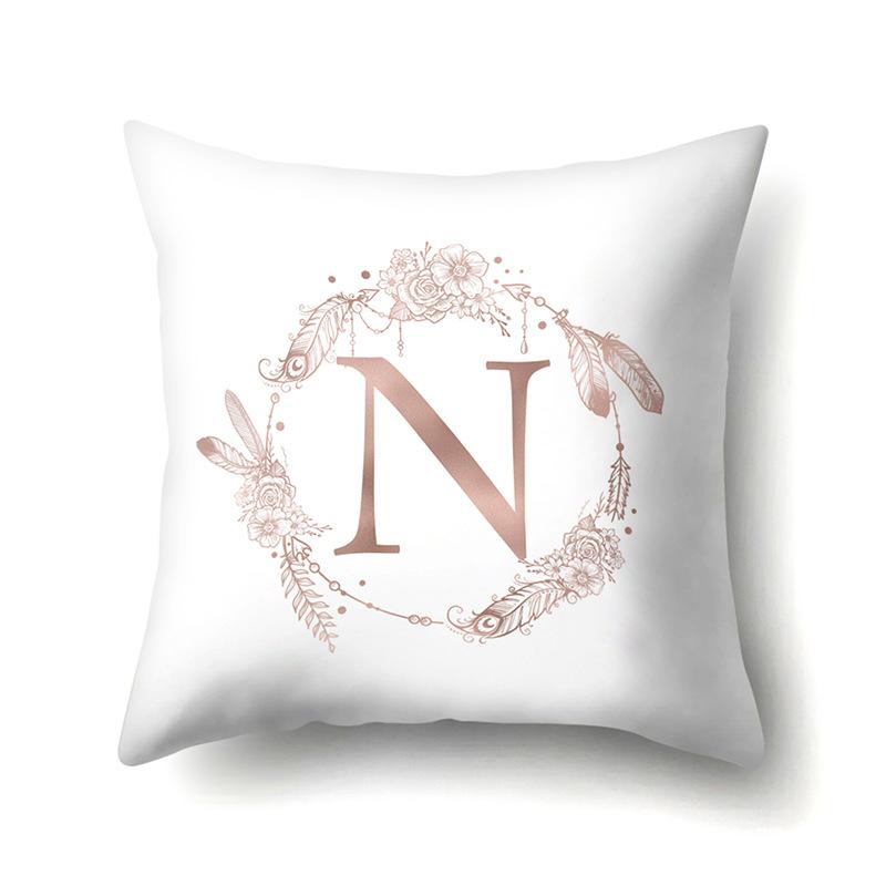 Polyester Pillow Case Home Ins Style Decorative Print Pillow Case 26 English Letter Cushion Cover