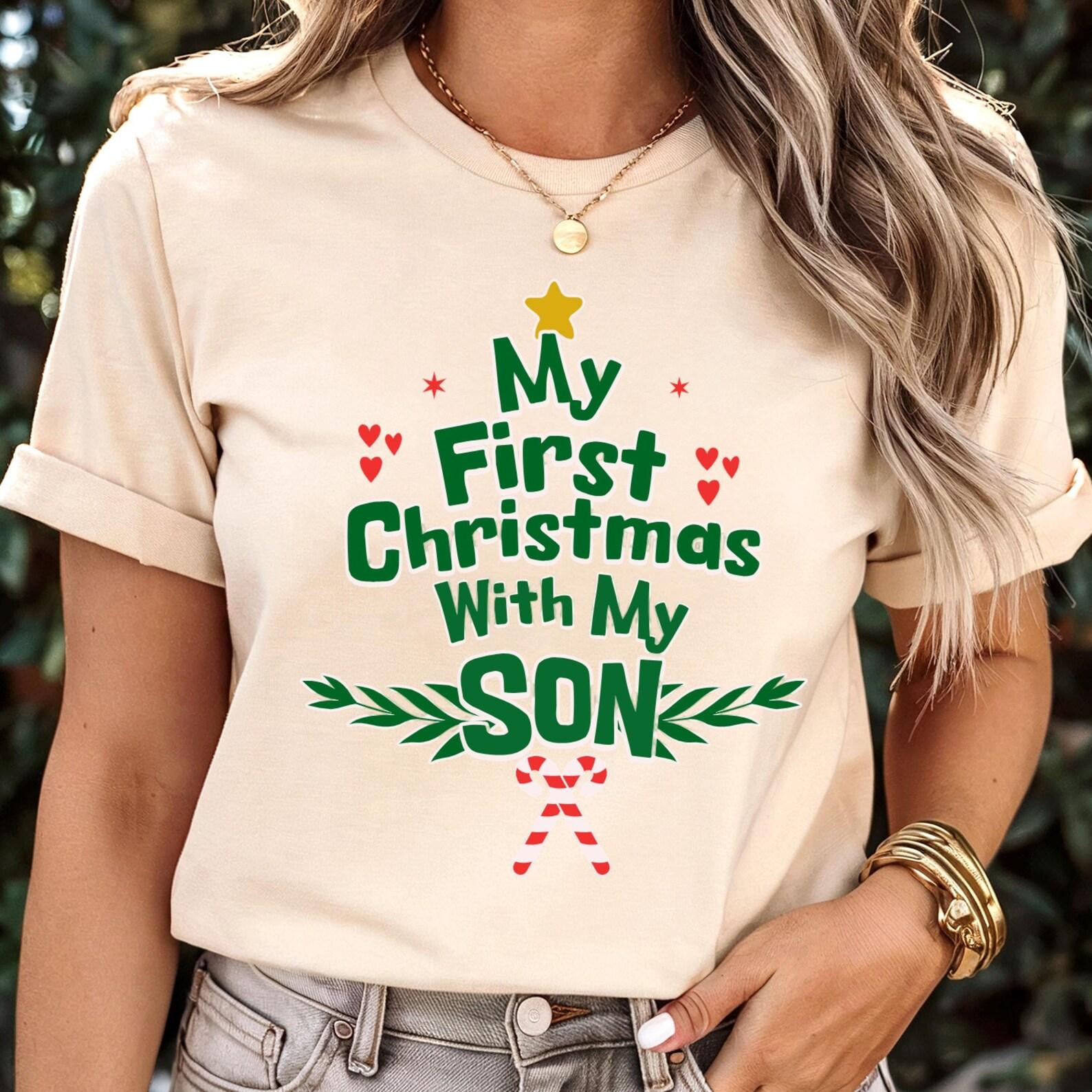 My First Christmas with My Son Unisex T-Shirt, Family Christmas Shirt, Holiday Memories Tee, Perfect First Moment for New Parents 3XL