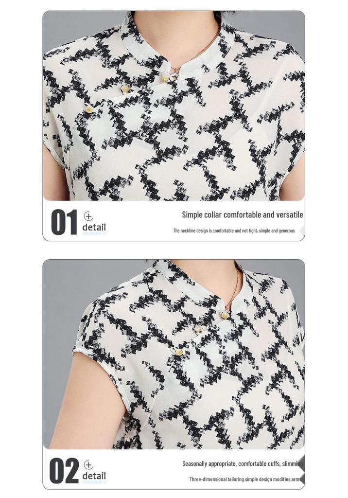 2026 Stylish Printed Short-Sleeve Top for Middle-Aged and Elderly Women - Loose, Slimming, Versatile.