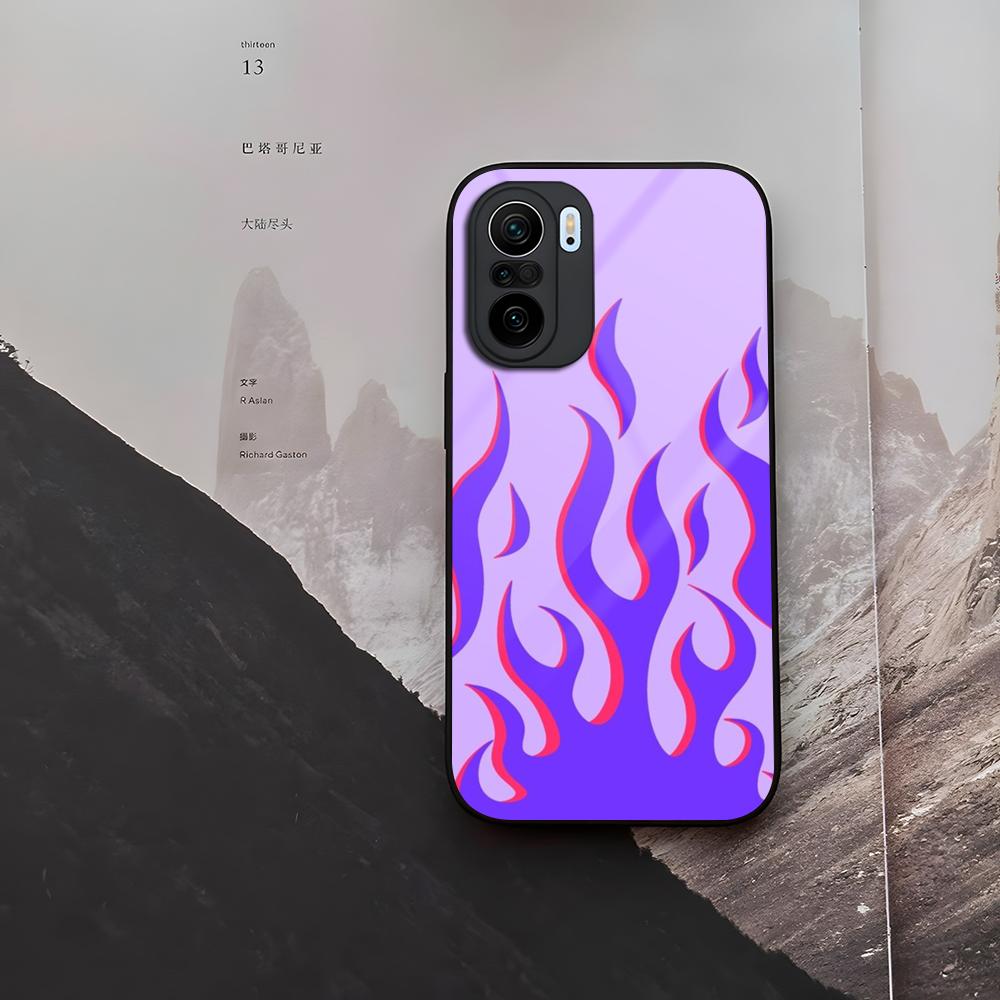 Fashion Flame Pattern Phone Case Tempered Glass For Xiaomi 15 14 12 Lite Pro 13 11t Lite POCO M6 M5 X6 X5 X3 F5 F6 Pro Cover