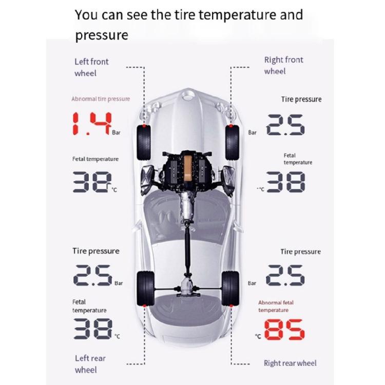 Tire Pressure Monitoring System TMPS Colorful Display Alarm Tire Pressure Sensor