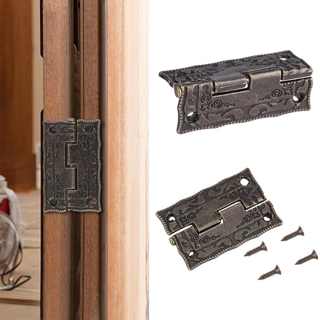 2 Travas Antigas para Fecho 4 Dobradiças 28 Parafusos para Malas Estilo Borboleta Gravada