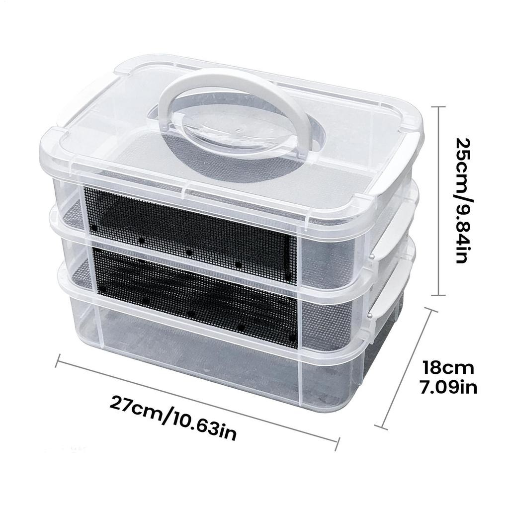 Mealworm Breeding Box Transparent Mesh Feeding Habitat Mealworm Farm Container For Sugar Glider Reptile Bird Chicken Lizard