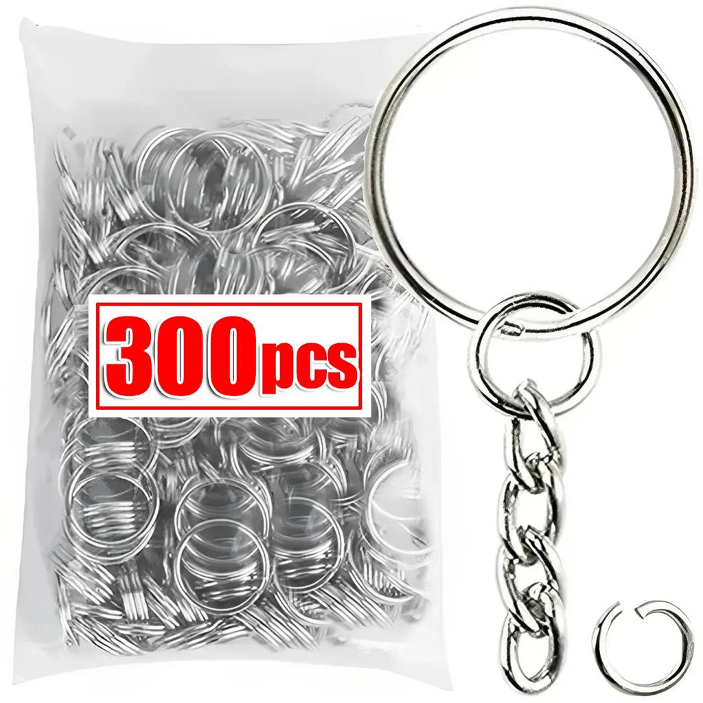 50-1000pcs Metal Blank Keyring Keychain Split Rings Keyfob Keyring Lobster Clasp Keychain Key Pendant Ring Stainless Steel Rings