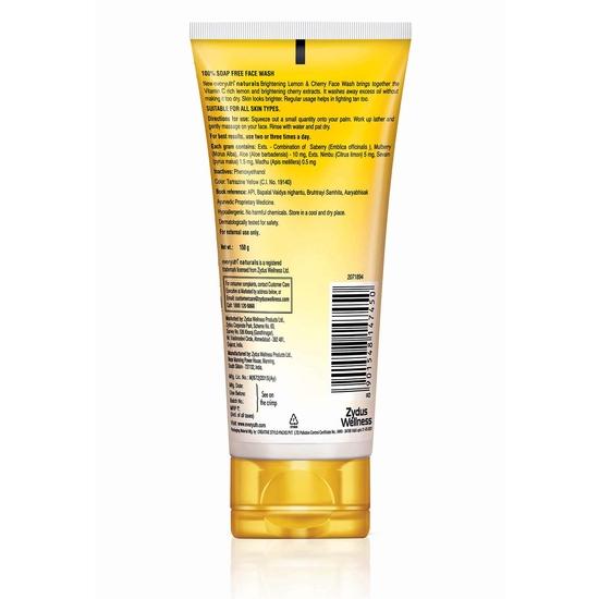 Everyuth Naturals Gel de spălat pentru față strălucitor cu lămâie și cireșe, 150gm, & Naturals Anti Acnee, Gel de față cu curcumă Tulsi anti-urme, 150gm, tub