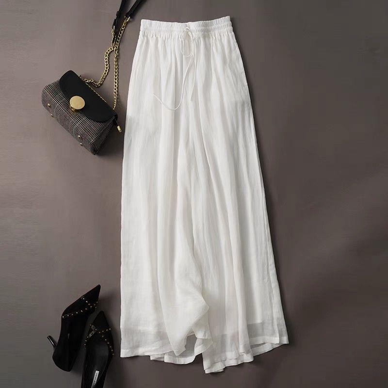 

Daily Work Clothing Ramie High Waist Thin Section Casual Loose Pants White XL([65.00 kg-72.50 kg]])
