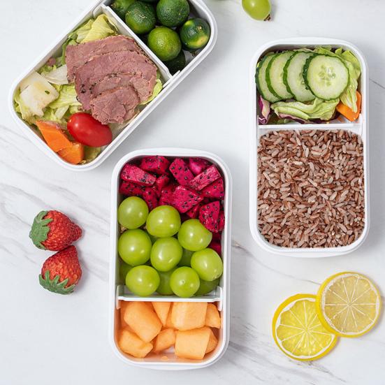 Portapranzo Bento con Divisorio Mobile con Chiusura a Scatto in Silicone Contenitore per Alimenti Frutta Picnic per Esterno