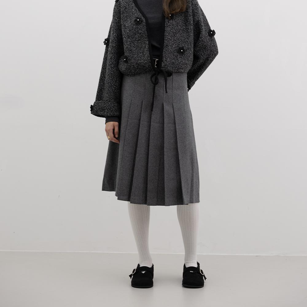 Wednesday Delight Wd_Winter Solid Color Pleated Skirt_2Color