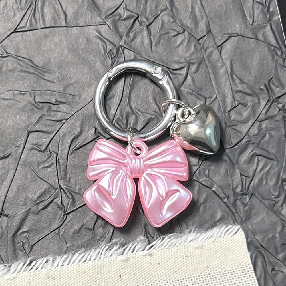 3D Print Bowknot Heart Keychain Purple Color Bow Design Bag Pendant Alloy Jewelry Accessories Backpack Keyring Bag Decoration