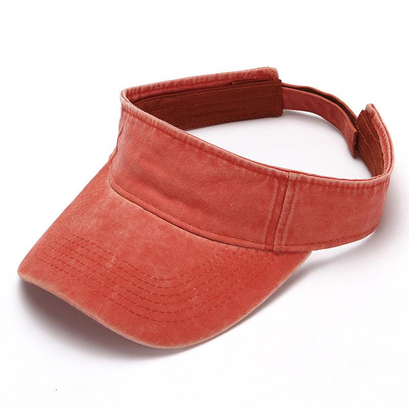 Unisex Wash Denim Embroidered Logo Visor Hat - Breathable Sun Protection for Sports