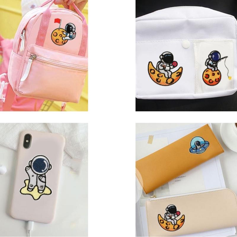 6 Pcs Lovely Repair Patches Iron on Patches Embroidered Patches Astronaut Sew On Decorative Appliques for Clothes Hat