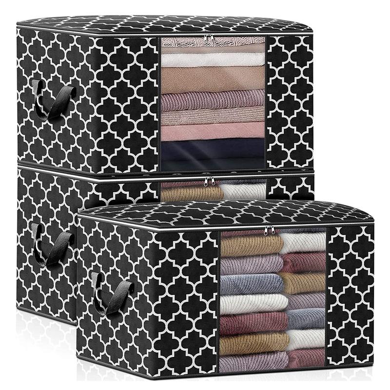 3PCS Large Clothes Storage Bags Ziped Organizer Underbed Wardrobe Cube Closet Boxes