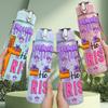 1PC Cross Religious Easter Quote Print 750ml Color Plastic Sports Water Bottle Leakproof Flip Straw Lid Suitable for Sports Office Home Use