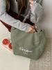 Retro Plaid Women's Tote Shoulder Bag Large Capacity Ladies Cute Dog Shopping Bags Casual Double-sided Female Corduroy Handbags