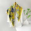 New 91cm silk scarf women's satin chain imitation silk large square scarf high-end spring and summer shawl