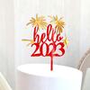 10 STUKS Gelukkig Nieuwjaar Taarttopper Acryl Cupcaketopper Kerst Dessert Insteek Voedselprikkers voor Nieuwjaar Afstudeerfeest Benodigdheden Bedankjes