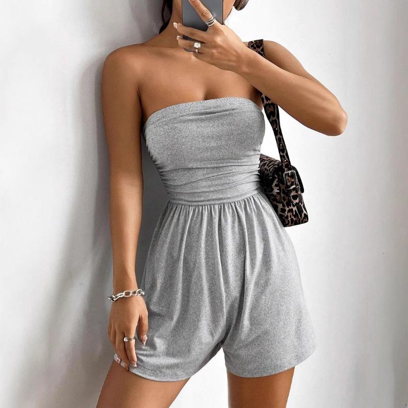 Women S Leopard Print Strapless Romper Summer Fashion Plus Size Vacation