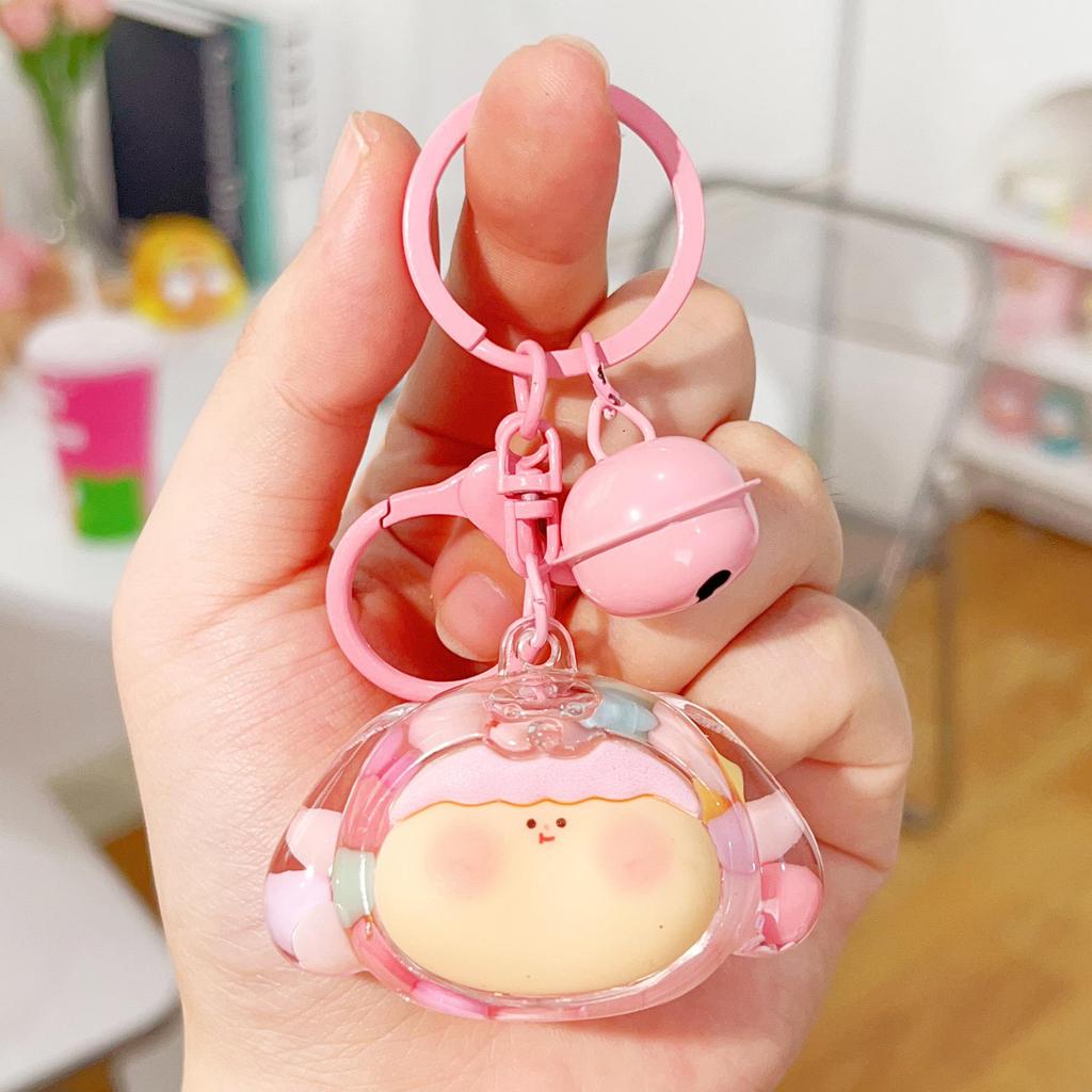 Acrylic Quicksand Lilith Dog Head Keychain - Cute Sparkly Doll Pendant Gift