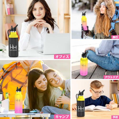 Kkapping Insulated Water Bottle with Straw, 750ml, Stainless Steel Sports Bottle, Includes Two Lids, Tea Strainer, and Cover, Vacuum Insulated, BPA-Fr