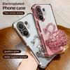 KEYSION Shockproof Plating Phone Case for VIVO V60 5G Clear Soft TPU Glitter Jewelled Swan Kickstand Back Cover for VIVO V60