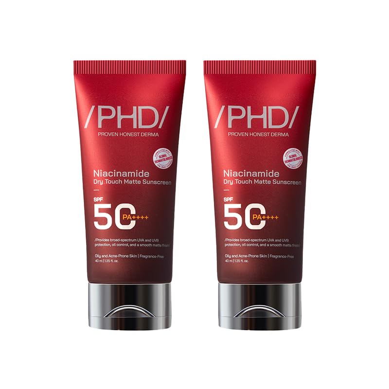 

PHD Niacinamide Dry Touch Matte Sunscreen SPF50 PA++++ for Oily & Acne-Prone Skin 40 ml Pack of 2