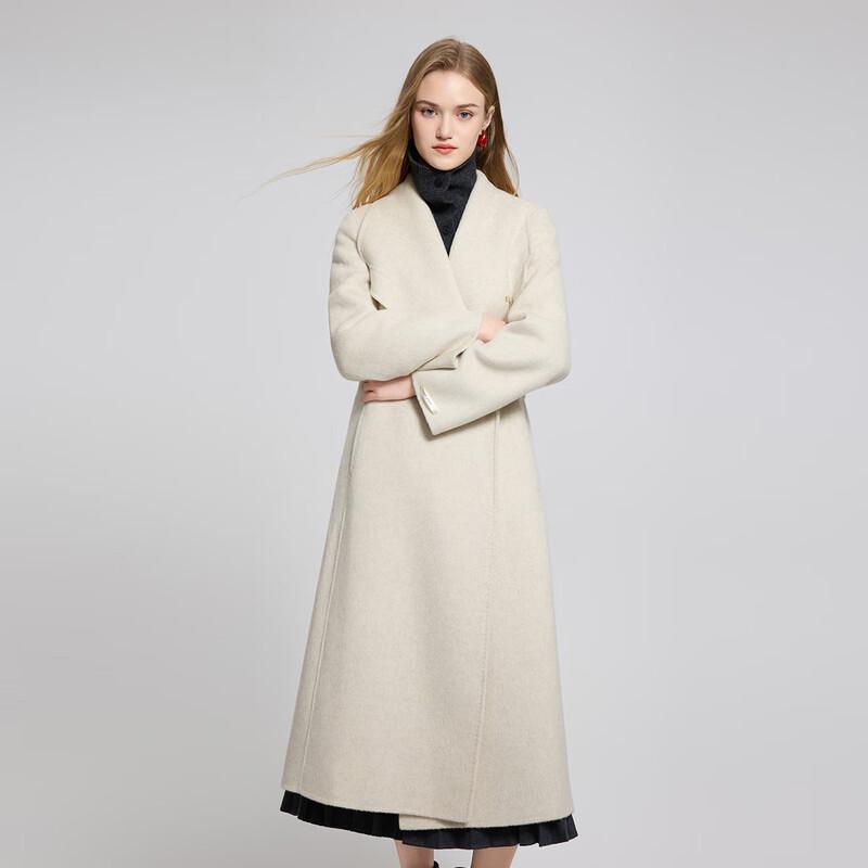 Tatufashion Elegant Lapel Alpaca Wool Double-Faced Coat
