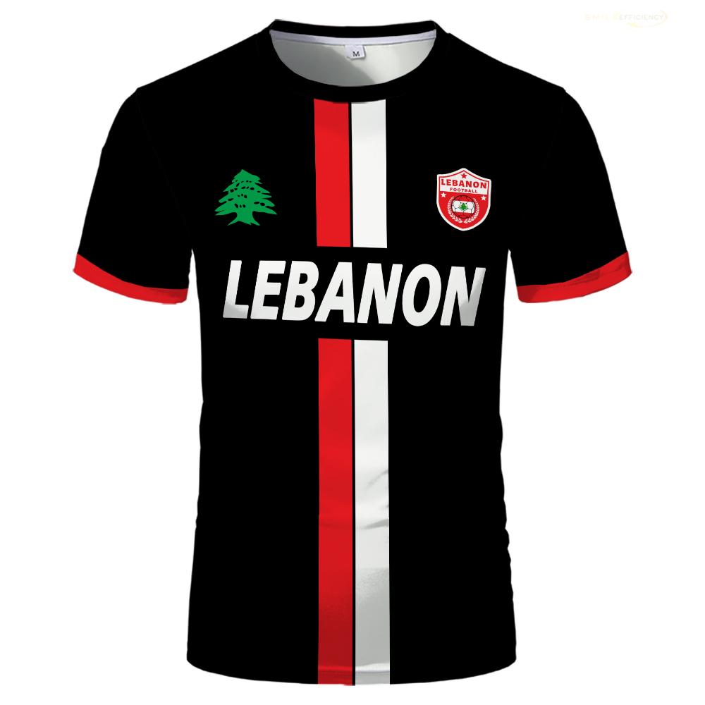 Libanon Fußballtrikots T-Shirts für Erwachsene Digitaldruck Sport Fußballuniformen Libanesische Flagge Kleidung