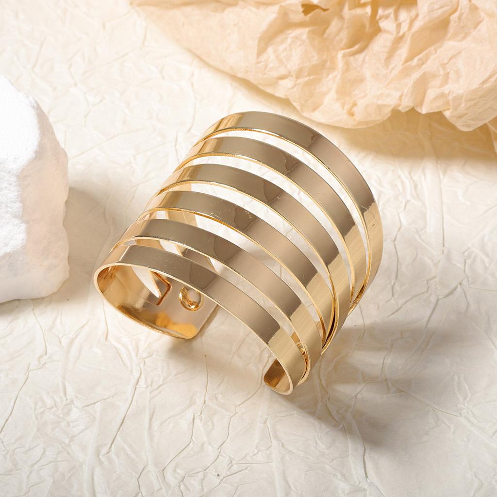 Punk Style Fashion Simple Personality Niche Design Sense Metal Hollow Ring Opening Women's Leisure Bracelet