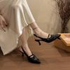Fashion Pointed Toe High Heels Spring and Summer 2025 New French Outside Wear Belt Buckle Wrapped Toe Sandals Back Empty Half Drag