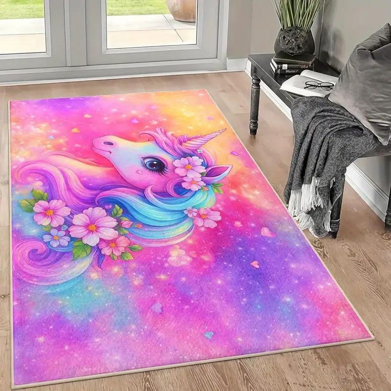 Tappeto unicorno arcobaleno per la cameretta delle bambine, tappeto da gioco per bambini, tappeto per soggiorno, tappeto per bambini piccoli, idea regalo di Natale e compleanno.