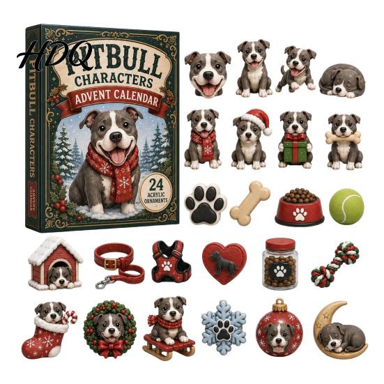 Weihnachtsparty-Accessoire Tier-Adventskalender 2026 2D Weihnachts-Countdown-Box mit Acryl-Hundeanhängern Festlicher Baum-Hänge-Deko Geschenk Weihnachten A