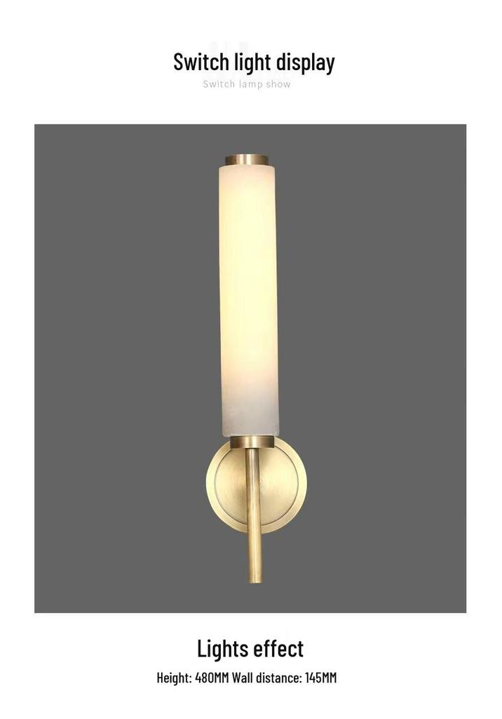 Elegant All-Copper Marble Wall Lamp for Living Room, Hotel, or B&B Corridor/Bedsides